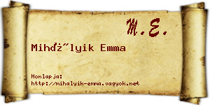 Mihályik Emma névjegykártya