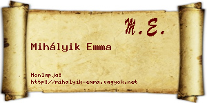 Mihályik Emma névjegykártya